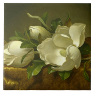 Martin Johnson Heade - Magnolias on Gold Velvet Tile