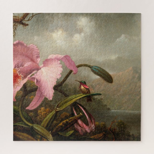 Martin Johnson Heade - Orchid And Hummingbird Jigsaw Puzzle (Vertical)