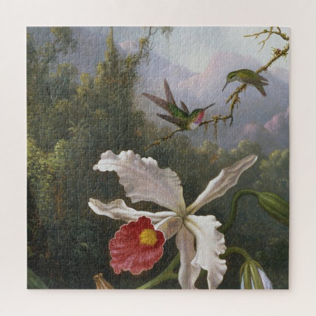 Martin Johnson Heade - Two Hummingbirds Jigsaw Puzzle (Vertical)