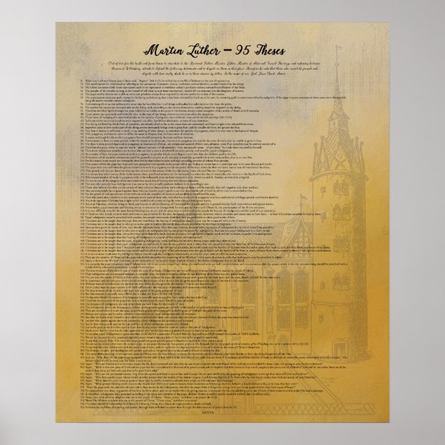 Martin Luther 95 Theses and Wittenberg Church Poster (Front)