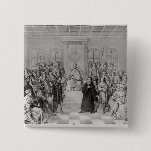 Martin Luther in front of Charles V 15 Cm Square Badge
