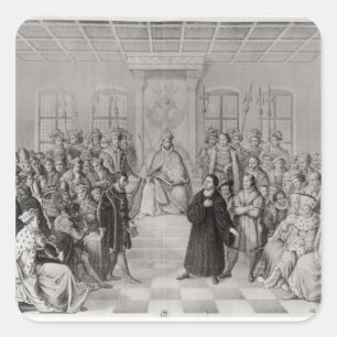 Martin Luther in front of Charles V Square Sticker