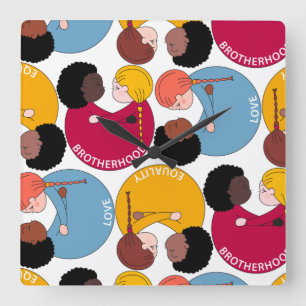 Martin Luther King day, equality & brotherhood Square Wall Clock