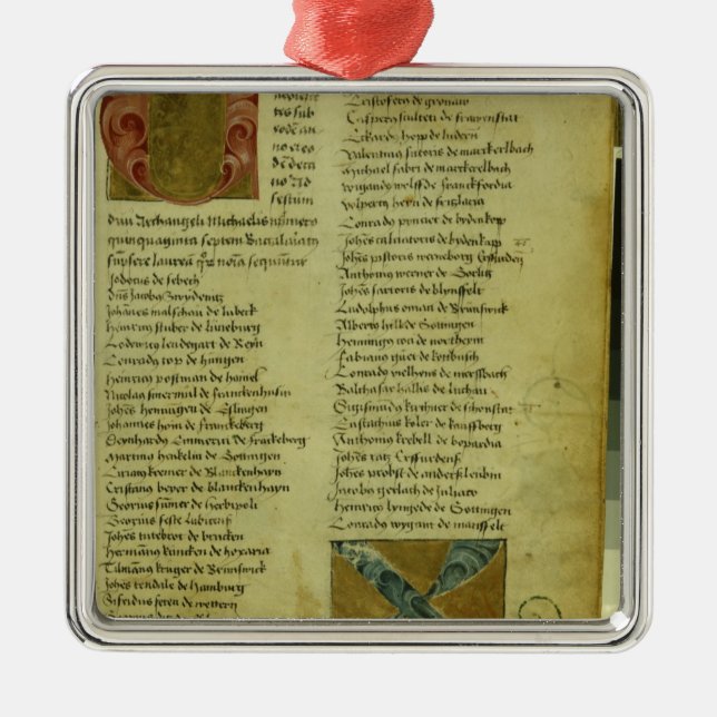 Martin Luther's enrolment sheet Metal Tree Decoration (Front)