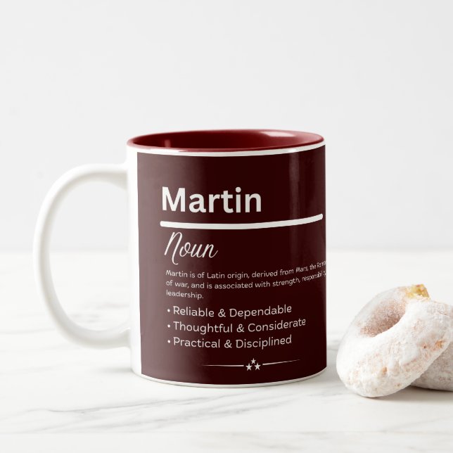 Martin Personalized Name Two-Tone Coffee Mug (With Donut)