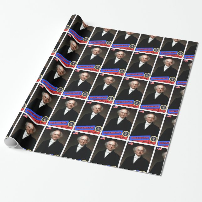 Martin Van Buren Baseball Card Wrapping Paper (Unrolled)