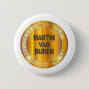 Martin Van Buren Gold Metal Stamp 6 Cm Round Badge