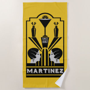 Martinez Cocktail Art Deco Beach Towel