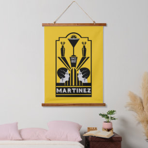 Martinez Cocktail Art Deco Hanging Tapestry