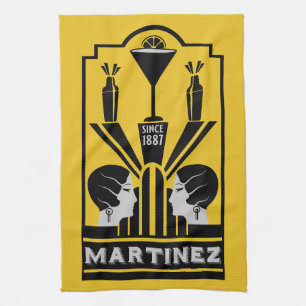 Martinez Cocktail Art Deco Tea Towel