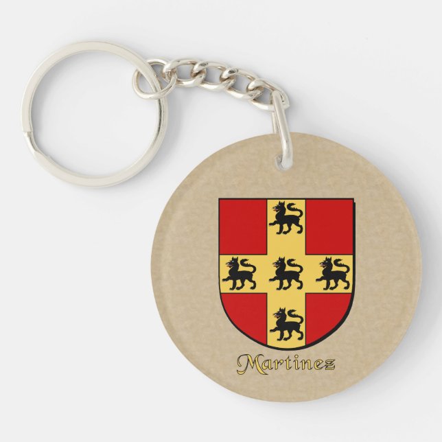 Martinez Historical Shield with Flag of Mexico Key Ring (Front)