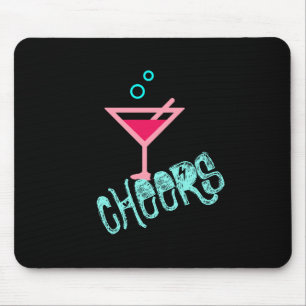 Martini - Alcohol Drink Pop Art, Pink & Turquoise Mouse Pad