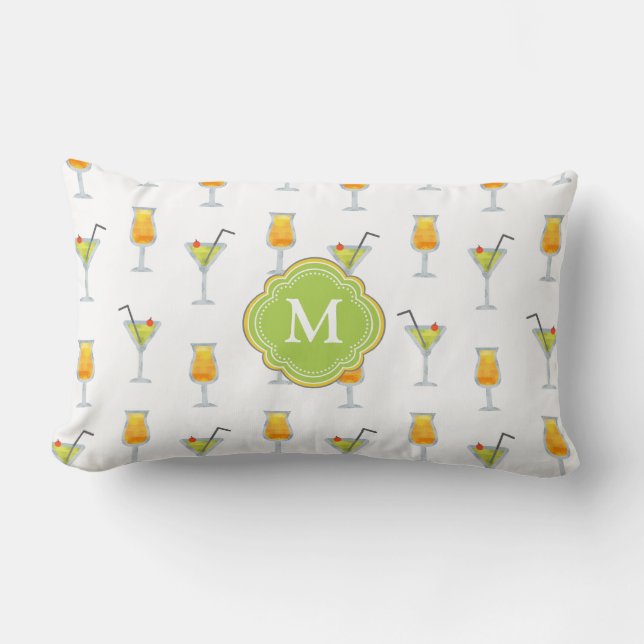 Martini and Cocktails Happy Hour with Monogram Lumbar Cushion (Front)