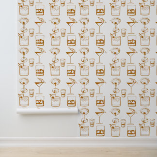 Martini and Cocktails Tan and Beige Vintage Colors Wallpaper