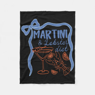 Martini And Lobster Diet Coastal Summer Funny Summ Fleece Blanket