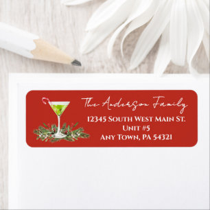 Martini and Mistletoe Festive Holiday Mailing Return Address Label
