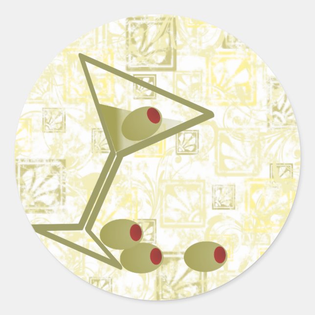 Martini and Olives Classic Round Sticker (Front)