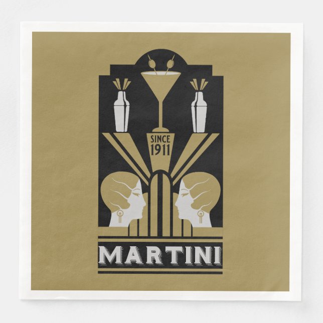 Martini Art Deco Art Napkin (Front)