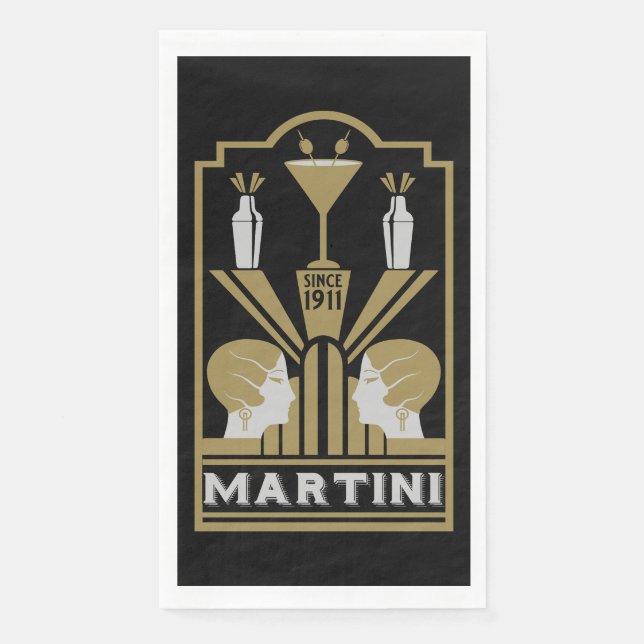 Martini Art Deco Art Napkin (Front)
