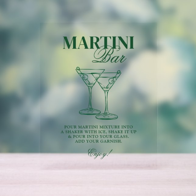 Martini Bar Bachelorette Weekend Acrylic Sign (Neutral)
