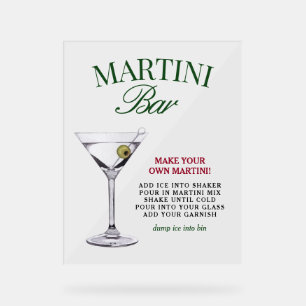 Martini Bar Green & Red Classy Acrylic Sign