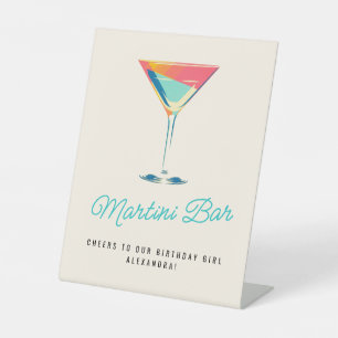 Martini Bar Retro Cocktail Birthday Party Pedestal Sign
