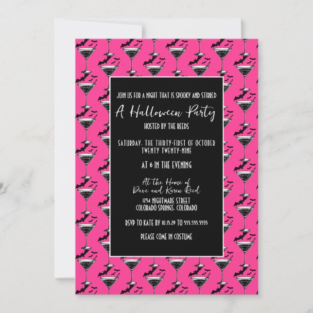 Martini Bats Halloween Party Invitation (Front)