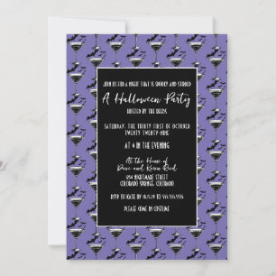Martini Bats Halloween Party Invitation