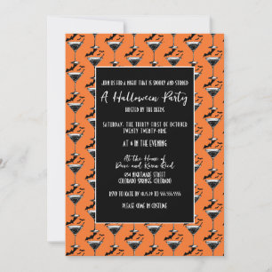 Martini Bats Halloween Party Invitation