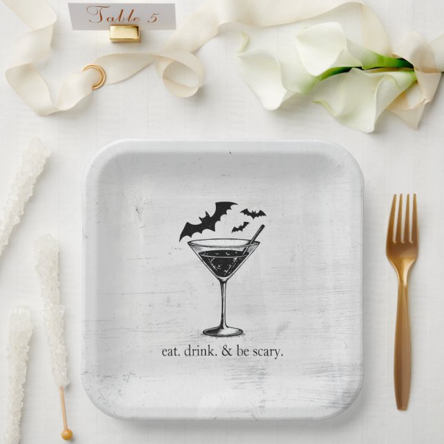 Martini Bats Paper Plate (Wedding)