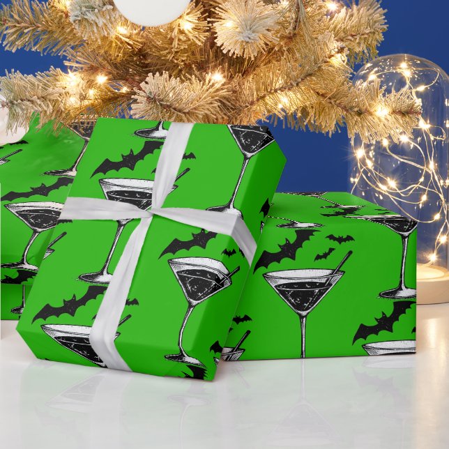 Martini Bats Wrapping Paper (Holidays)