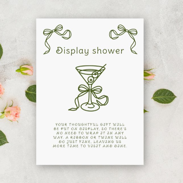 Martini Bow Bridal shower Display shower Enclosure Card (Creator Uploaded)