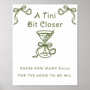 Martini Bow Bridal shower How many kisses Poster