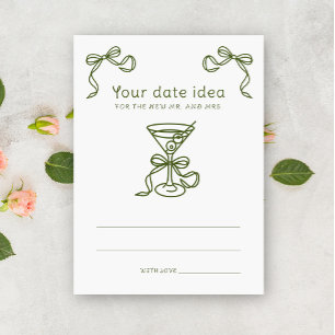Martini Bow Bridal shower Ideas Date jar Enclosure Card