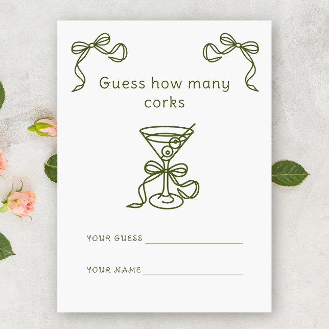 Martini & Bow How many corks bridal game Enclosure Card (Creator Uploaded)