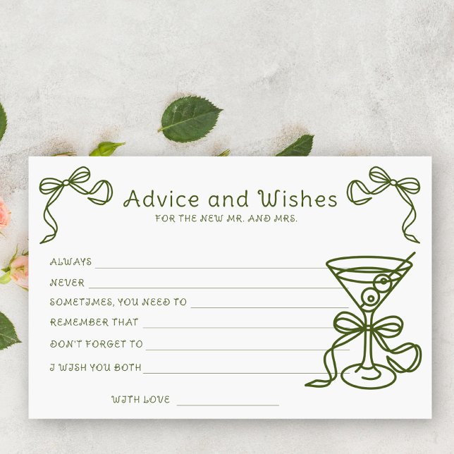 Martini Bridal Shower Advice and Wishes Stationery (Creator Uploaded)