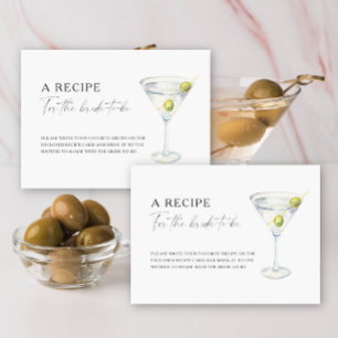 Martini bridal shower Recipe for the bride to be Enclosure Card