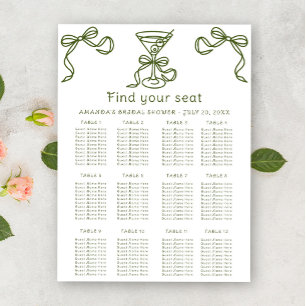 Martini Bridal shower seating chart
