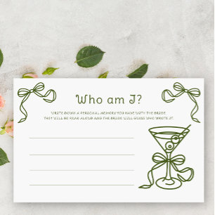 Martini Bridal shower Who am I game Stationery
