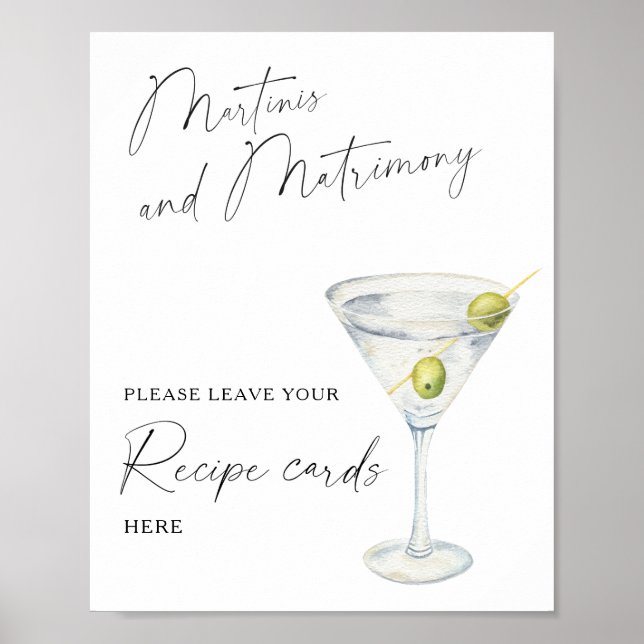 Martini bridal shower Your recipe card here Poster (Front)