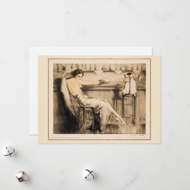 Martini by Louis Icart Holiday Card (Front/Back In Situ)