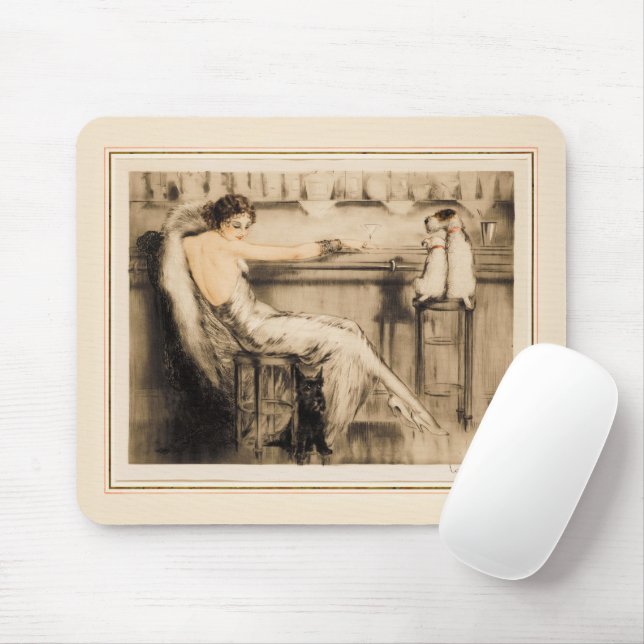 Martini by Louis Icart Mouse Pad (With Mouse)
