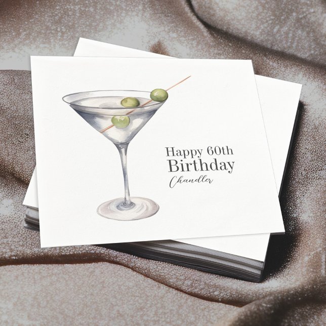 Martini Cocktail 60th Birthday Party Napkin (Creator Uploaded)