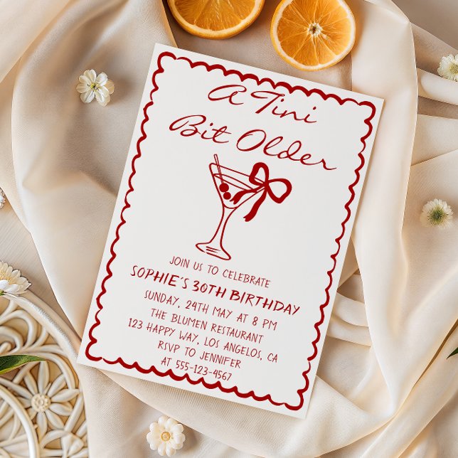 Martini Cocktail A Tini Bit Older 30th Birthday Invitation (Creator Uploaded)