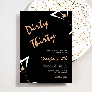 Martini Cocktail Dirty Thirty 30th Birthday Party Invitation