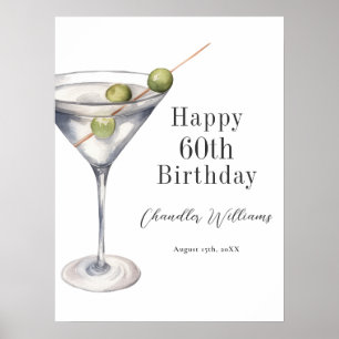 Martini Cocktail Happy 60th Birthday Poster