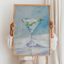Martini Cocktail Painting Poster - Blue