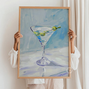Martini Cocktail Painting Poster - Blue
