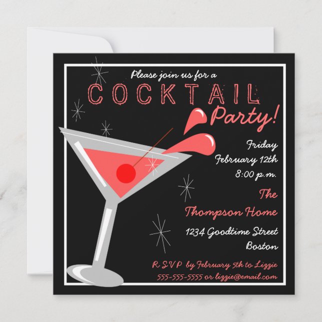 Martini Cocktail Party Invitation (Front)
