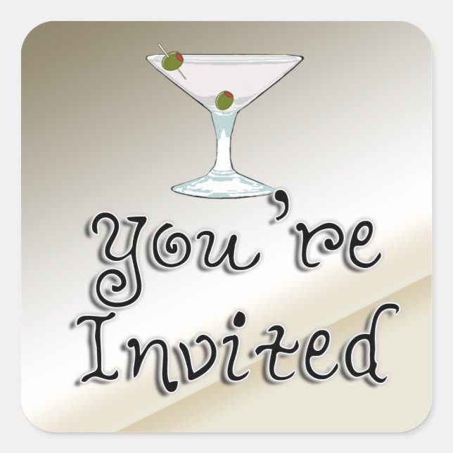 Martini Cocktail Party Invitation envelope seal (Front)